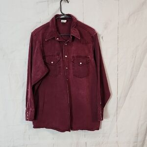 Lapco Burgundy Denim Pearl Snap Western Style Shirt
